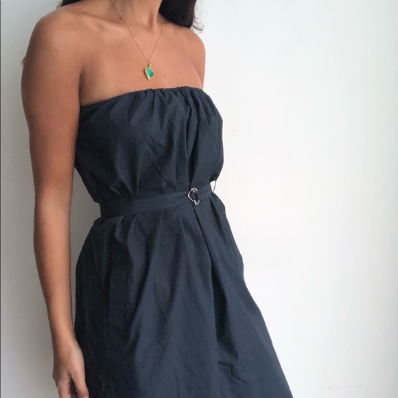 Theory Pavia Navy Strapless Belted dress - Picture 3 of 6